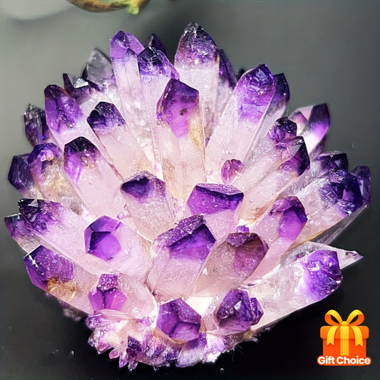 Gros Groupe de Cristaux Naturels - Inclusions Violet Foncé et Quartz Transparent, Spécimen Minéral Brut avec Facettes Natuelles – Décoration Élégante pour Maison/Bureau/Autel, Cadeau Spirituel Idéal (Anniversaires, Mariages, Pendaisons) Ornement en Dépôt